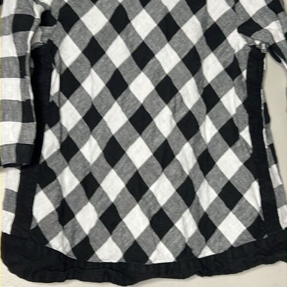 J.jill Love Linen Gingham Buffalo Check Plaid Popover Top Size Xs - Picture 5 of 11